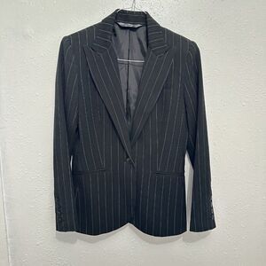 Norma Kamali Blazer Womens 8 Single Breasted Jacket Black Pinstripe Nkl1223